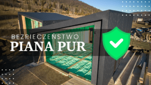 obrazek domu zaizolowanego pianą pur i symbol bezpieczeństwa