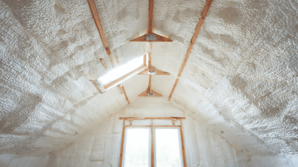 wykonana gotowa izolacja dachu pianą pur