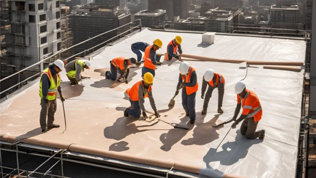 mężczyźni wykonują hyfroizolacje