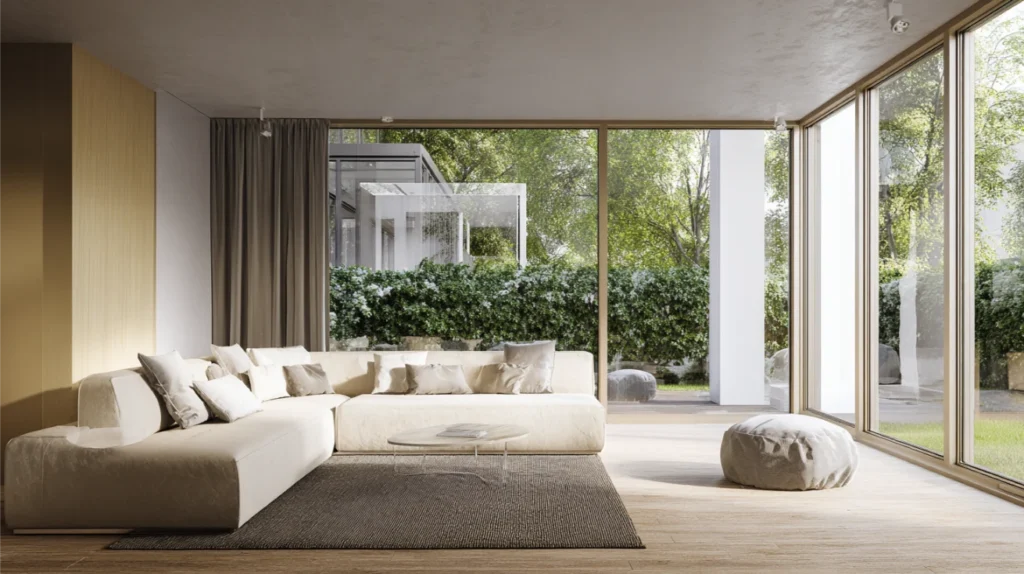 salon w domu na nowoczesnym osiedlu