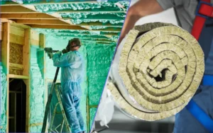 porównanie 2 zdjęć piany pur i wełny mineralnej